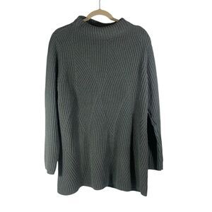 J. Jill Womens Chenille Sweater Mock Neck Blue Green Size Large